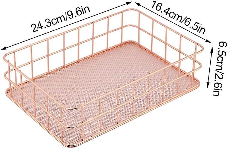 Iron Storage Basket Makeup Small Things Organizer Storage Holder Desktop Decor Iron Box Rose Gold 4 Size(d)