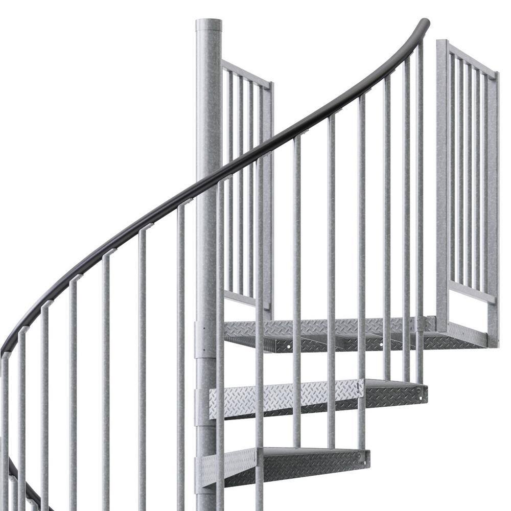 Mylen STAIRS Reroute Galvanized Exterior 60 in. Diameter Spiral Staircase Kit Fits Height 136 in. to 152 in. EC60Z15V004