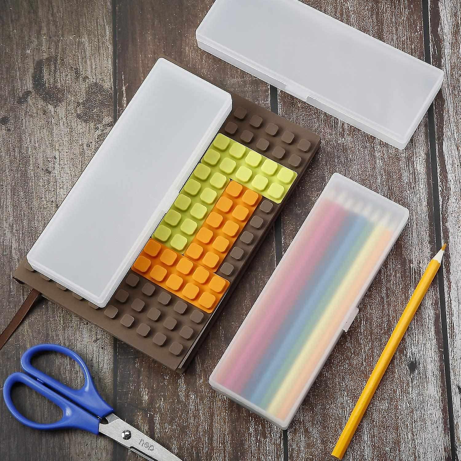 4pcs Plastic Pencil Case Plastic Stationery Box With Hinged Lid And Snap (clear)