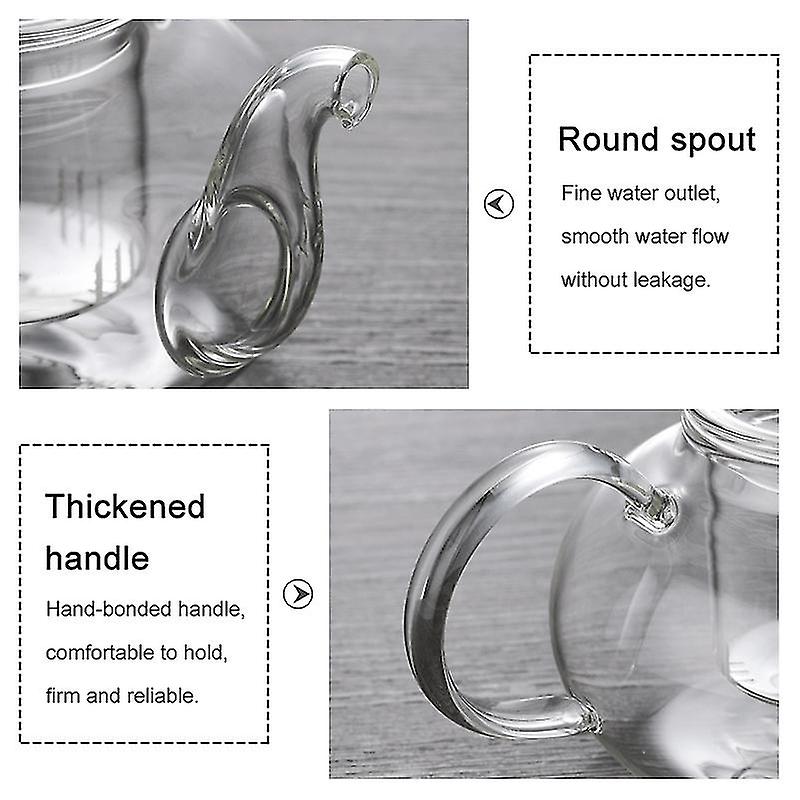 600ml Less Steel Ant Glass Teapot With Ser Filter Infuser Tea Pot