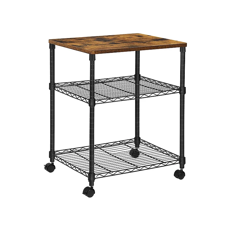 3-tier Metal Printer Cart With Adjustable Shelves