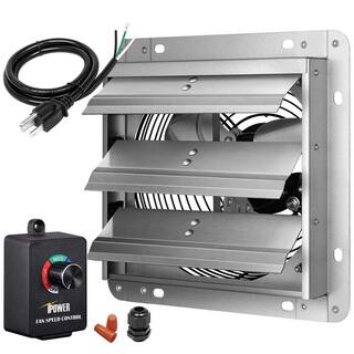 Aoibox 7 in. Aluminum Shutter Exhaust Fan in Silver with Speed Controller and Power Cord Kit 1680 RPM 760 CFM SNMX5297