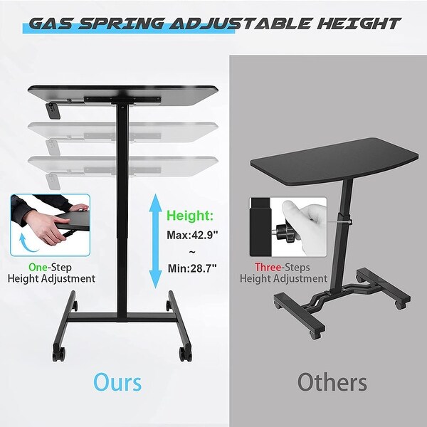 Mobile Table Side Table， Height-Adjustable from 28.5