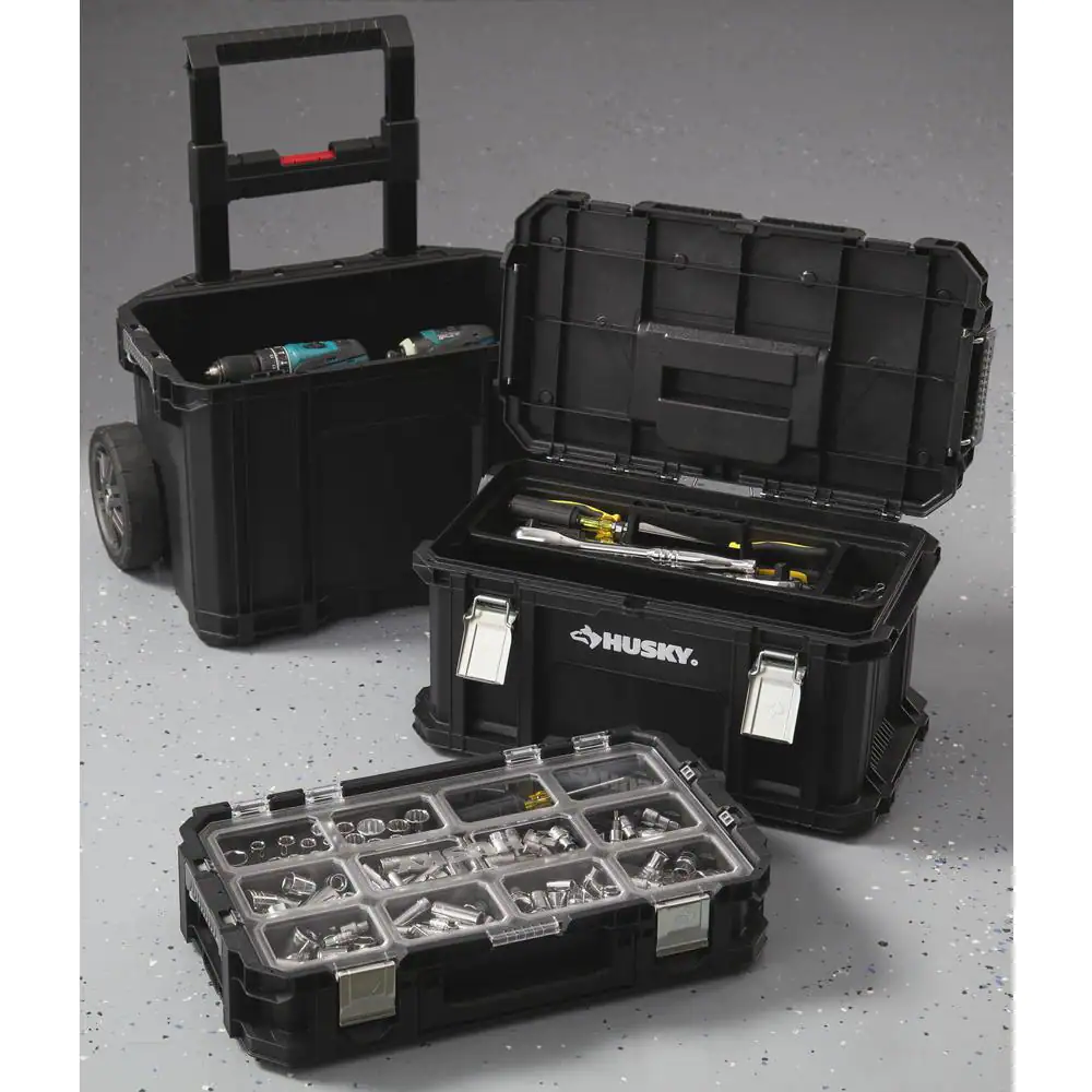 Husky 22 in. Connect Rolling System Plastic Tool Box