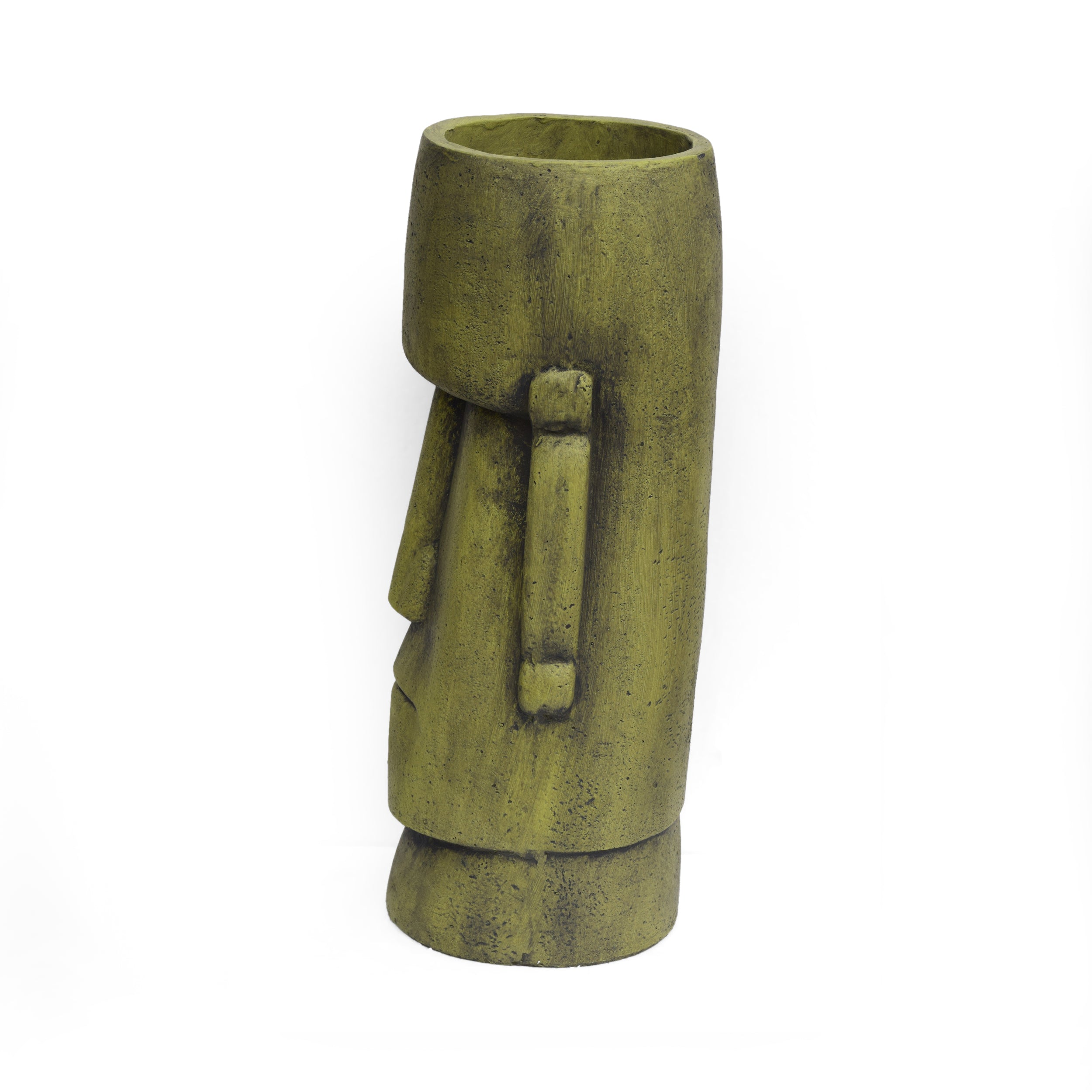 Major Outdoor Easter Island Tiki Urn, Antique Green Finish