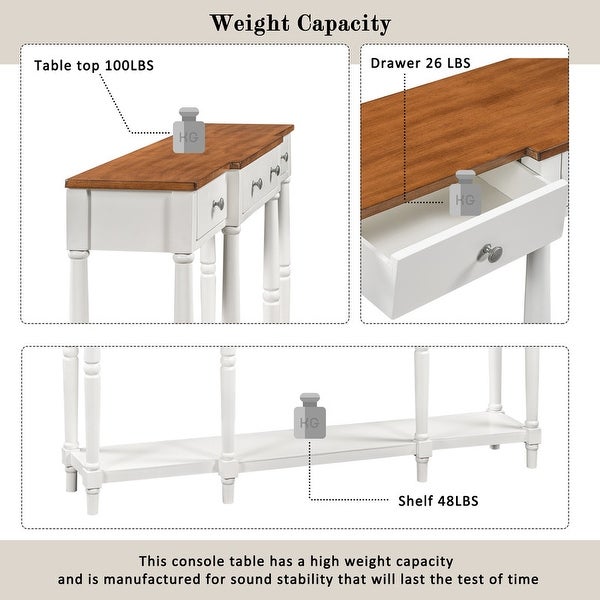 Solid wood workbench， sofa table， extra long， three storage drawers， living room bottom shelf