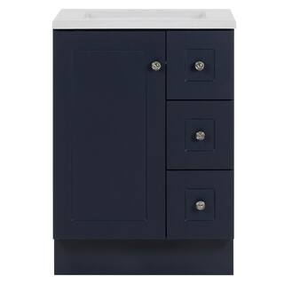 Glacier Bay Bannister 24.5 in. W x 18.75 in. D Bath Vanity in Deep Blue with Cultured Marble Top in Colorpoint White with White Sink BA24P2-DB