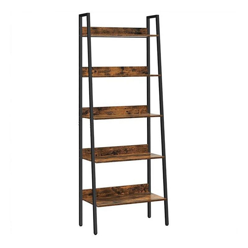 BreeBe Brown and Black 5-Tier Storage Ladder Shelf