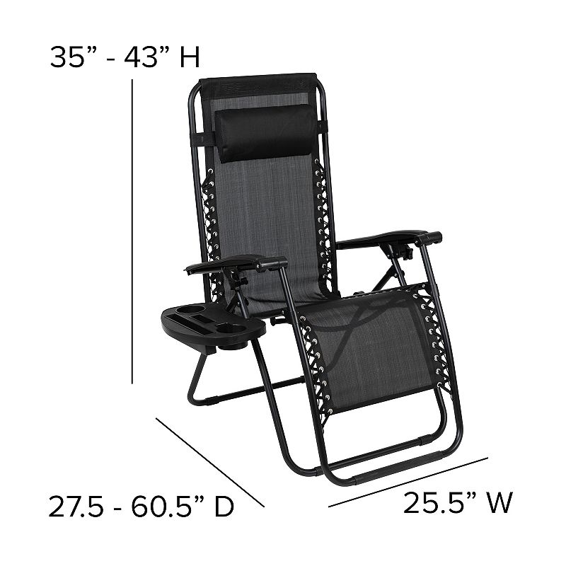 Flash Furniture Adjustable Folding Mesh Zero Gravity Reclining Patio Chair 2-piece Set