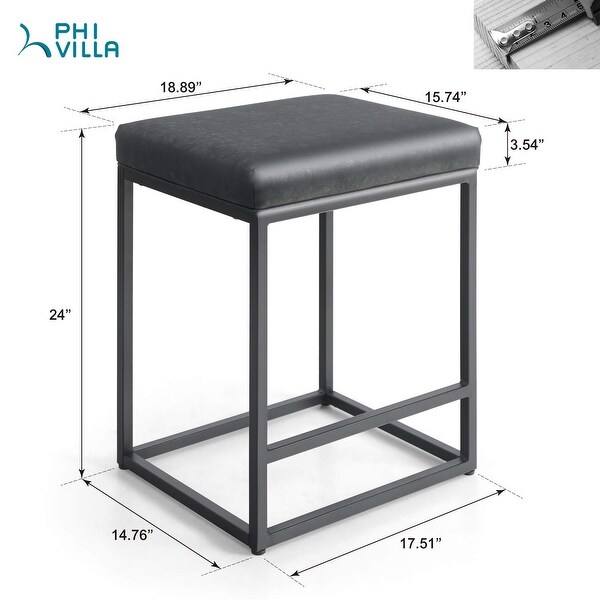 PHI VILLA 24''/ 30'' Height Metal Frame Modern Square Barstool