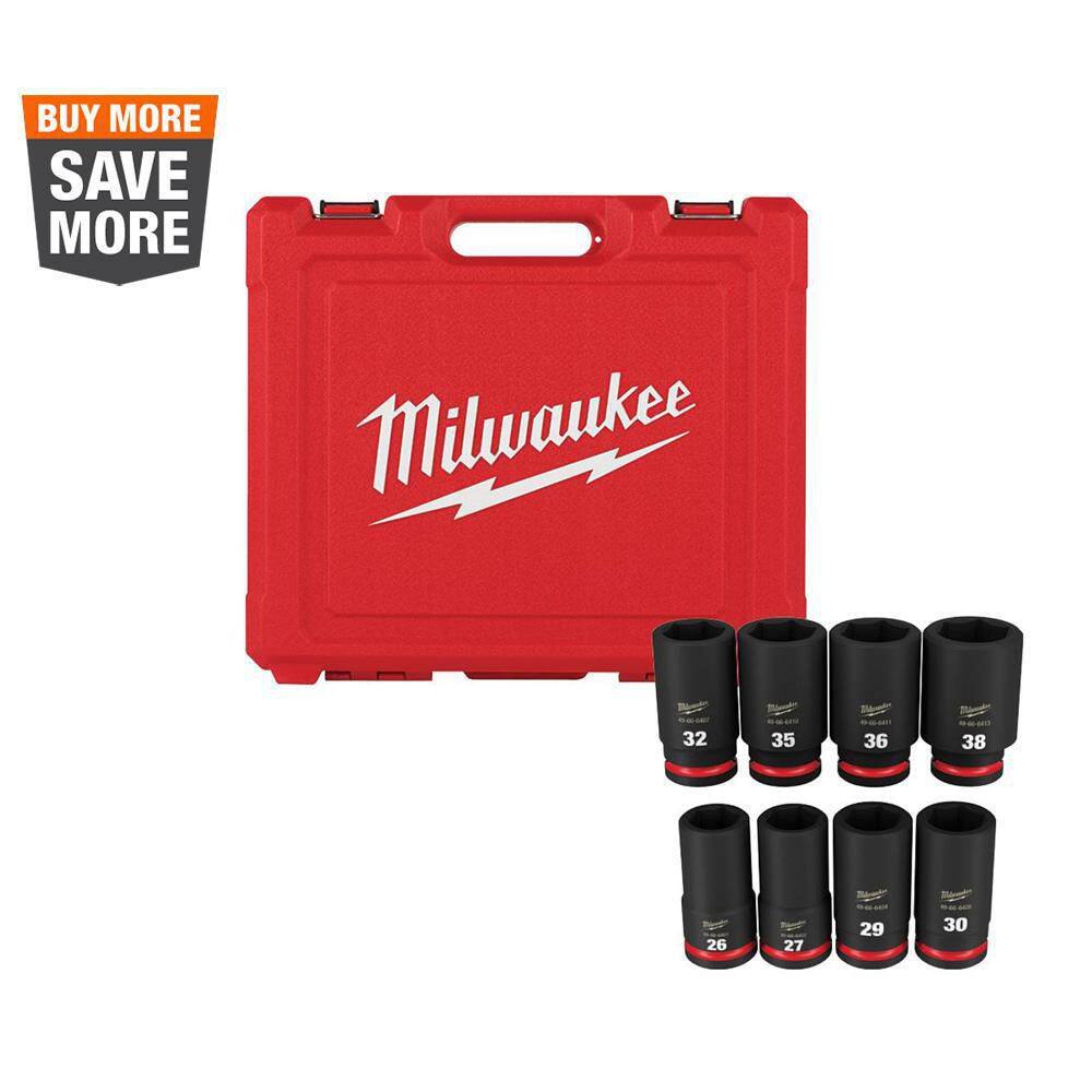 MW SHOCKWAVE 34 in. Drive Metric Deep Well 6 Point Impact Socket Set (8-Piece) 49-66-7020