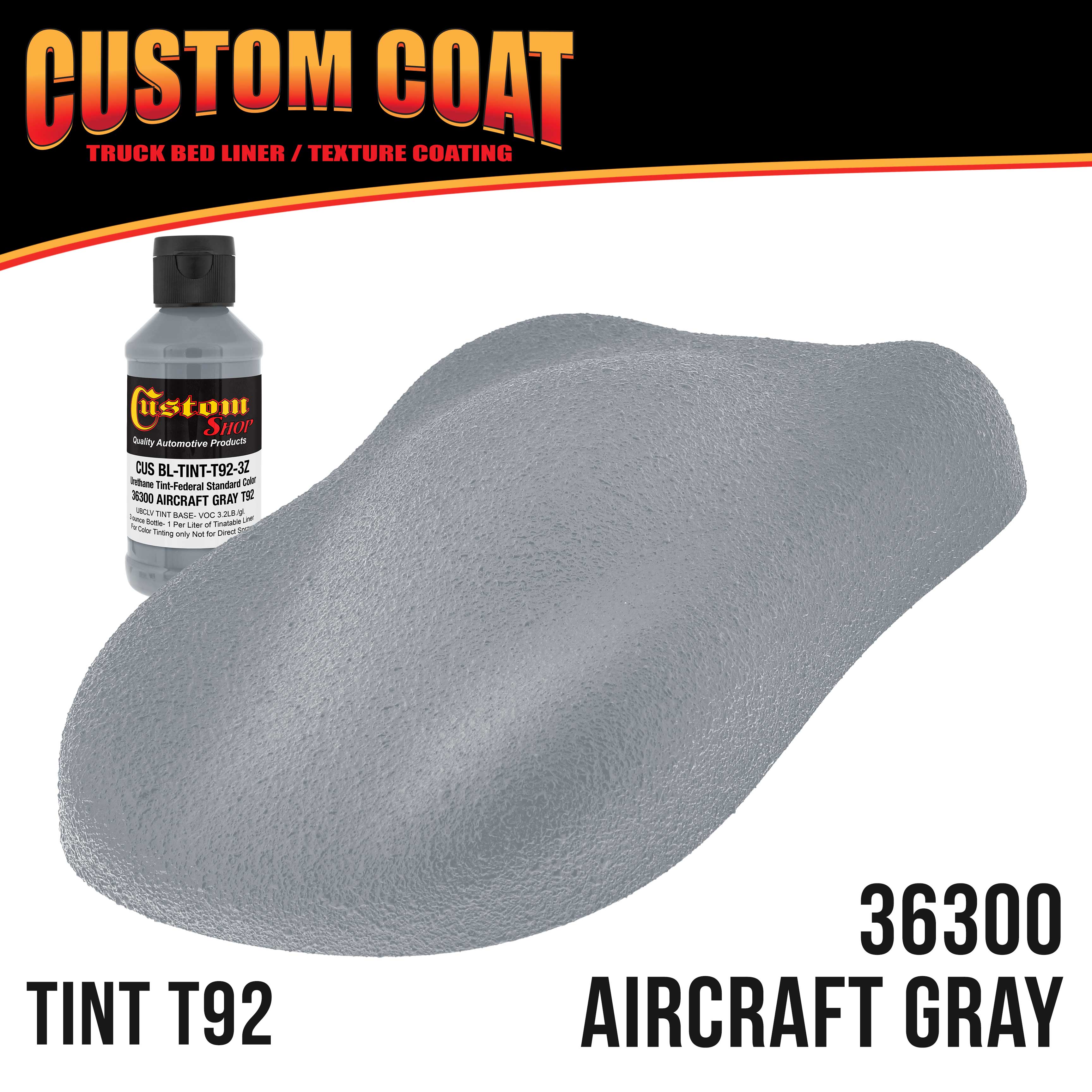 Custom Coat 36300 Aircraft Gray T92 Urethane Spray-On Truck Bed Liner， 2 Gallon Kit with Spray Gun