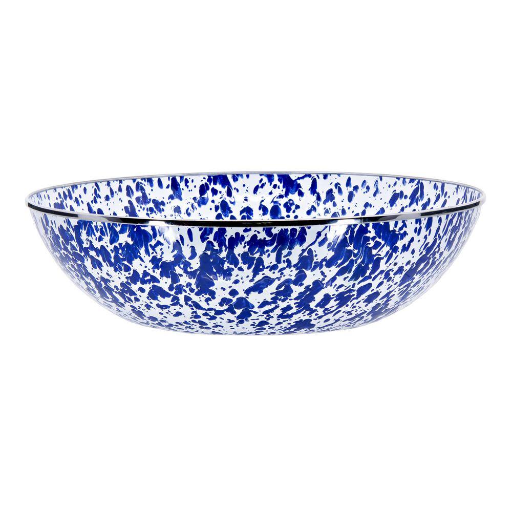 Golden Rabbit 14-inch 160 fl. oz. Cobalt Swirl Enamelware Round Catering Bowl