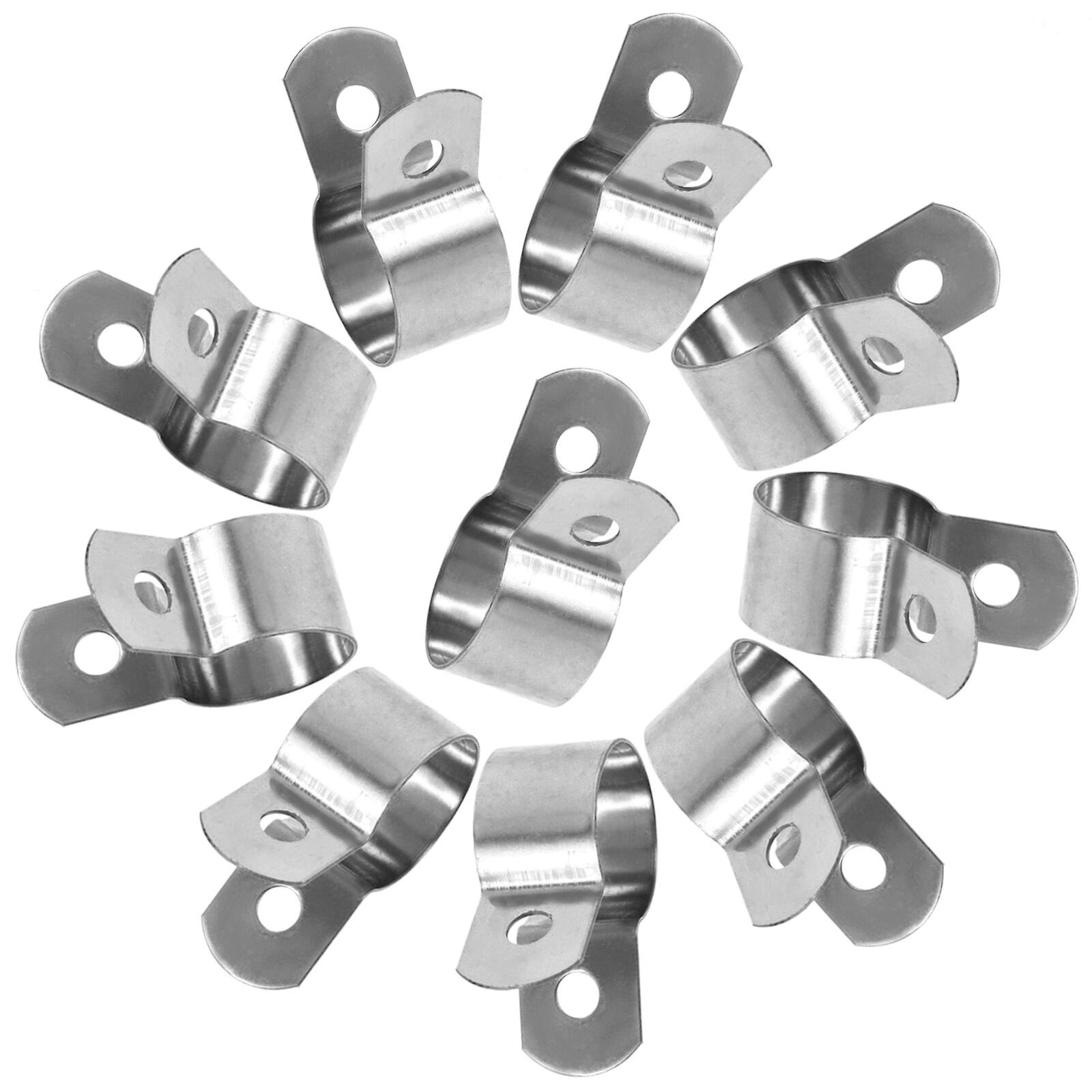 10pcs Pipe Clamps U Bracket Stainless Steel Hose Wires Strap Clips Pipe Mounting Bracket