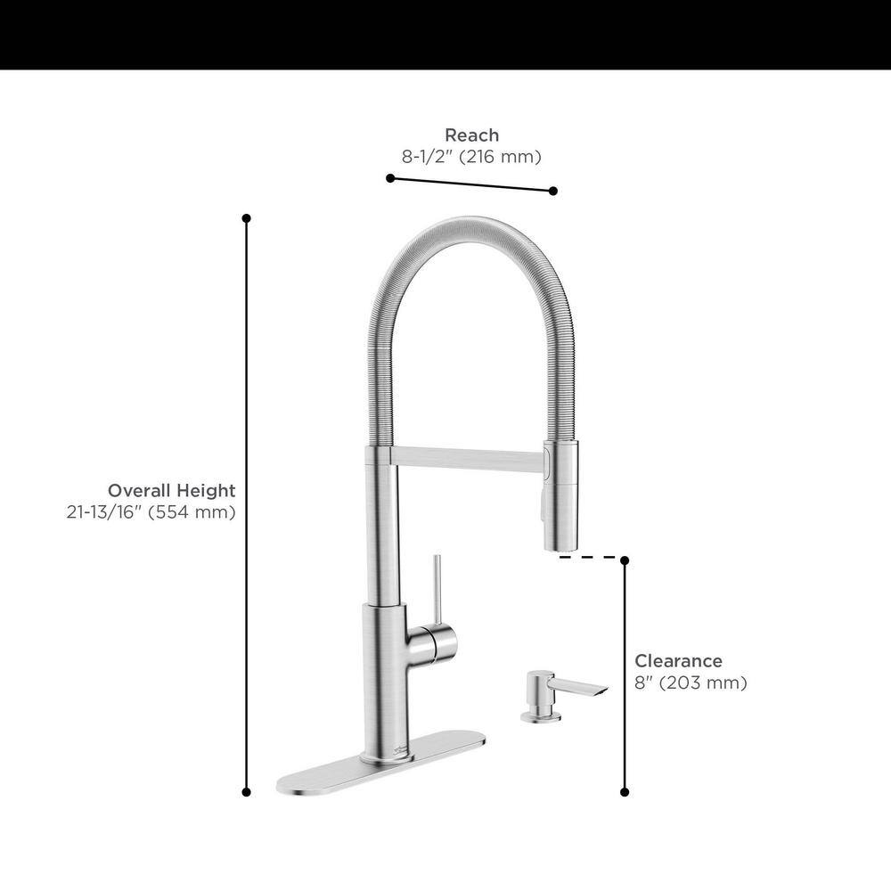 American Standard Tamarind Semi-Pro 1-Handle Pull Down Sprayer Kitchen Faucet with Deckplate and Soap Dispenser in Stainless Steel 7425351.075