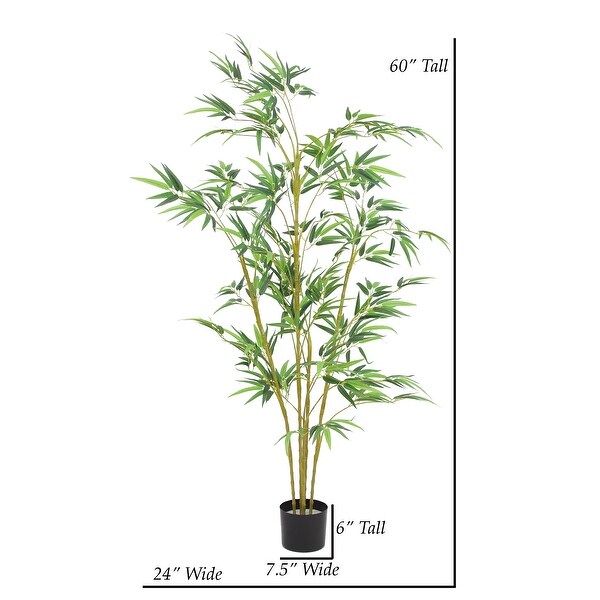 The Mod Greenhouse 60 Artificial Real Touch Bamboo Tree in Black Matte Planter's Pot