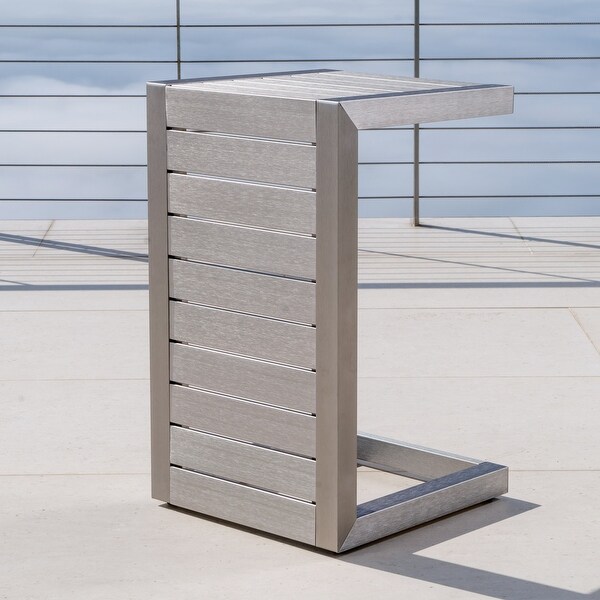 Outdoor Cshaped Table with a Sleek Aluminum Frame and Conveniently Versatile Design