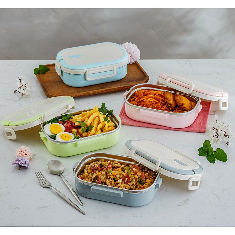 Lille Home Premium Leakproof Stainless Steel Food Containers/Bento Lunch Box With Anti-Slip Exterior， Set of 3， 470ML， 900ML， 1.4L