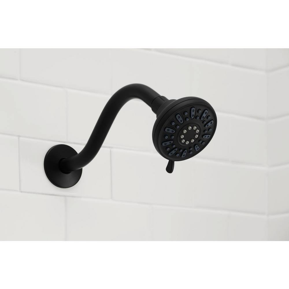 Glacier Bay 4-Spray Patterns with 1.8 GPM 3.5 in. Tub Wall Mount Single Fixed Shower Head in Matte Black HD51783-X010H