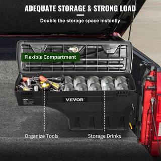 VEVOR 28 in. ABS Truck Bed Storage Box 6.6Gal. Passenger Side Truck Tool Box with Password Padlock for Ford F150 2015-20Black KCLJGFORDF150ENS8V0