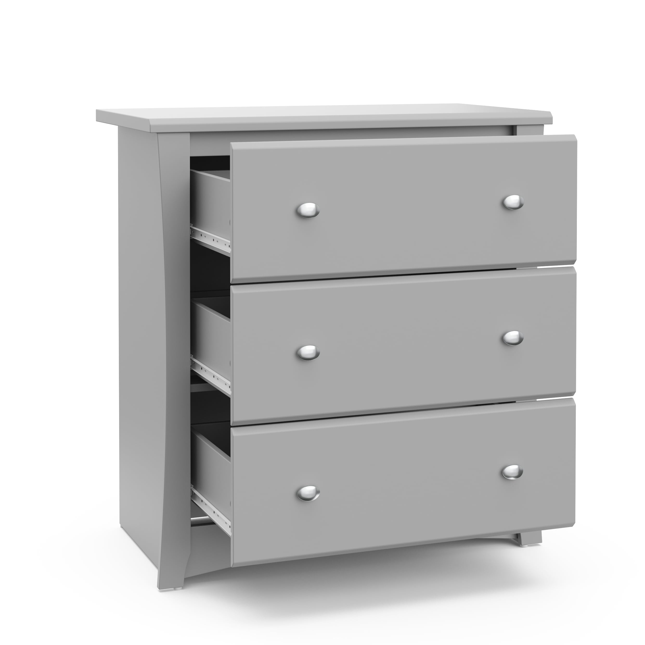 Storkcraft Crescent 3 Drawer Modern Vertical Dresser Pebble Gray Finish