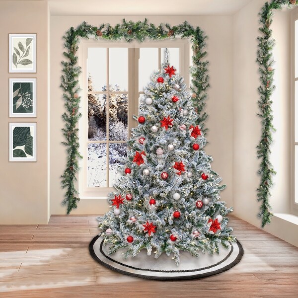 National Tree Company 6.5 ft. Prelit Artificial Snowy Hudson Hinged Tree with PowerConnect，550 Dual Color LED Lights