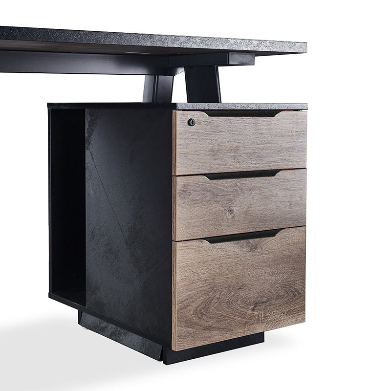 ARTO 2 People Workstation with 2 Cabinets  2.4M - Warm Oak & Black