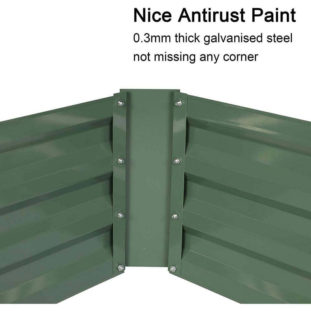 Zeus and Ruta 36 in. x 12 in. Green Metal Raised Garden Bed Galvanized Planter Box Anti-Rust Coating for Flowers Vegetables wq-272