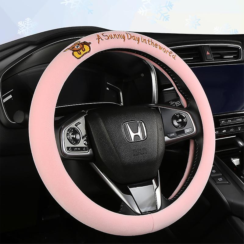 Short Plush Car Steering Wheel Cover Cartoon Winter Fashion New Warm Handle Cover For Men And Women Cute Internet Red Car Handle Cover