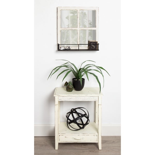 Kate and Laurel Idabelle Wood Side Table with Drawer， White