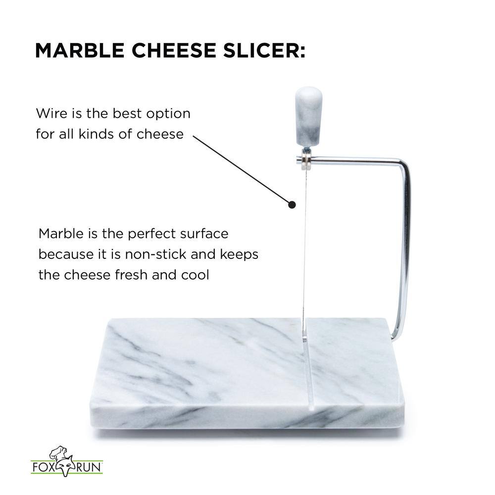 Fox Run 8 in. W x 5 in. D Marble Cheese Board with Slicer 3841