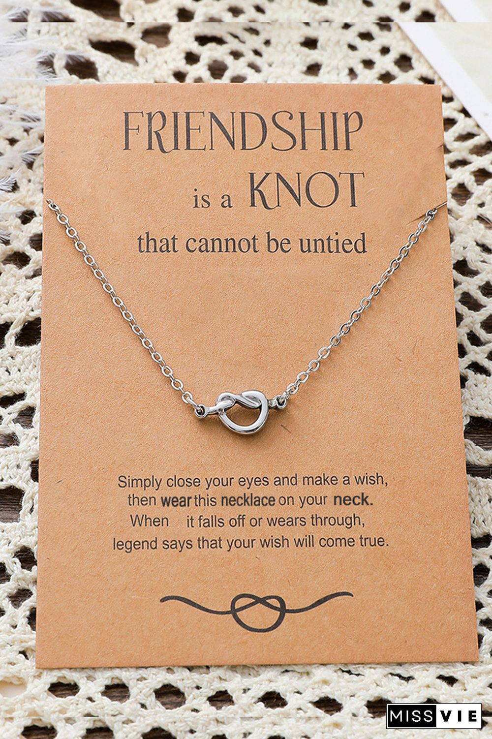 Stainless Steel Friendship Knot Necklace Wholesale MOQ 5pcs