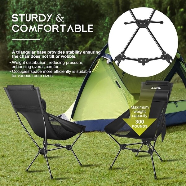 Portable Camping Chair with Headrest and Storage bag，Lightweight Foldable Chair