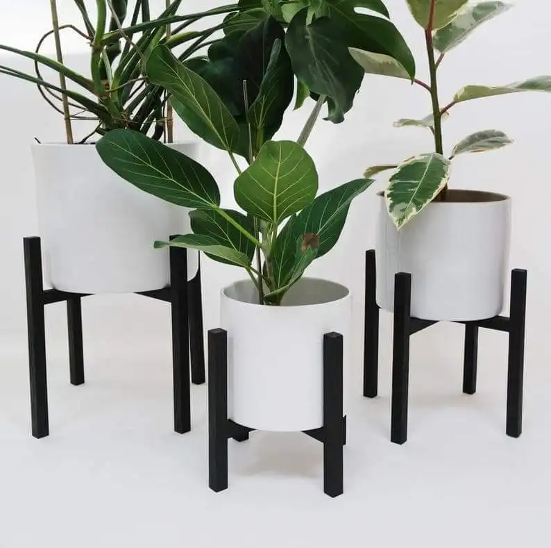 Modern Design Easy To Assemble Round Shape Rubber Wooden Plant Pot Stand