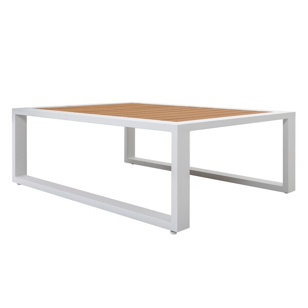 Outdoor Rectangle Coffee Table，Allaluminum Frame，Imitation Wood Tabletop