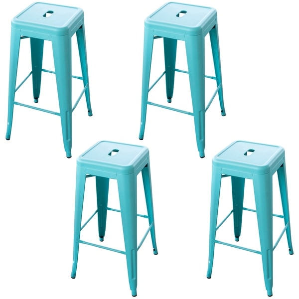 Loft Teal 30 inch Metal Bar Stool - 4 Piece