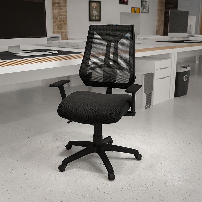 Emma and Oliver High Back Black Mesh Multifunction Ergonomic Task Office Chair with Arms