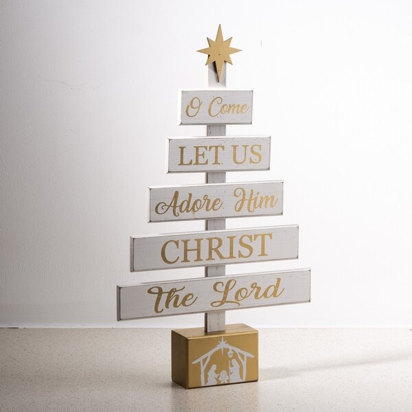 Glitzhome Wooden Xmas Table Tree Decor