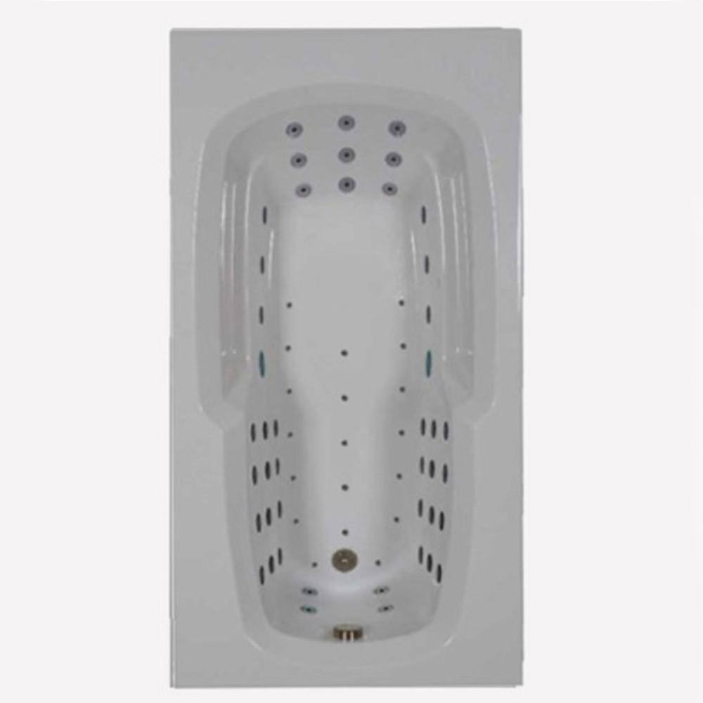 Comfortflo 66 in. Acrylic Rectangular Drop-in Whirlpool Air Bathtub in White C6642PTB White