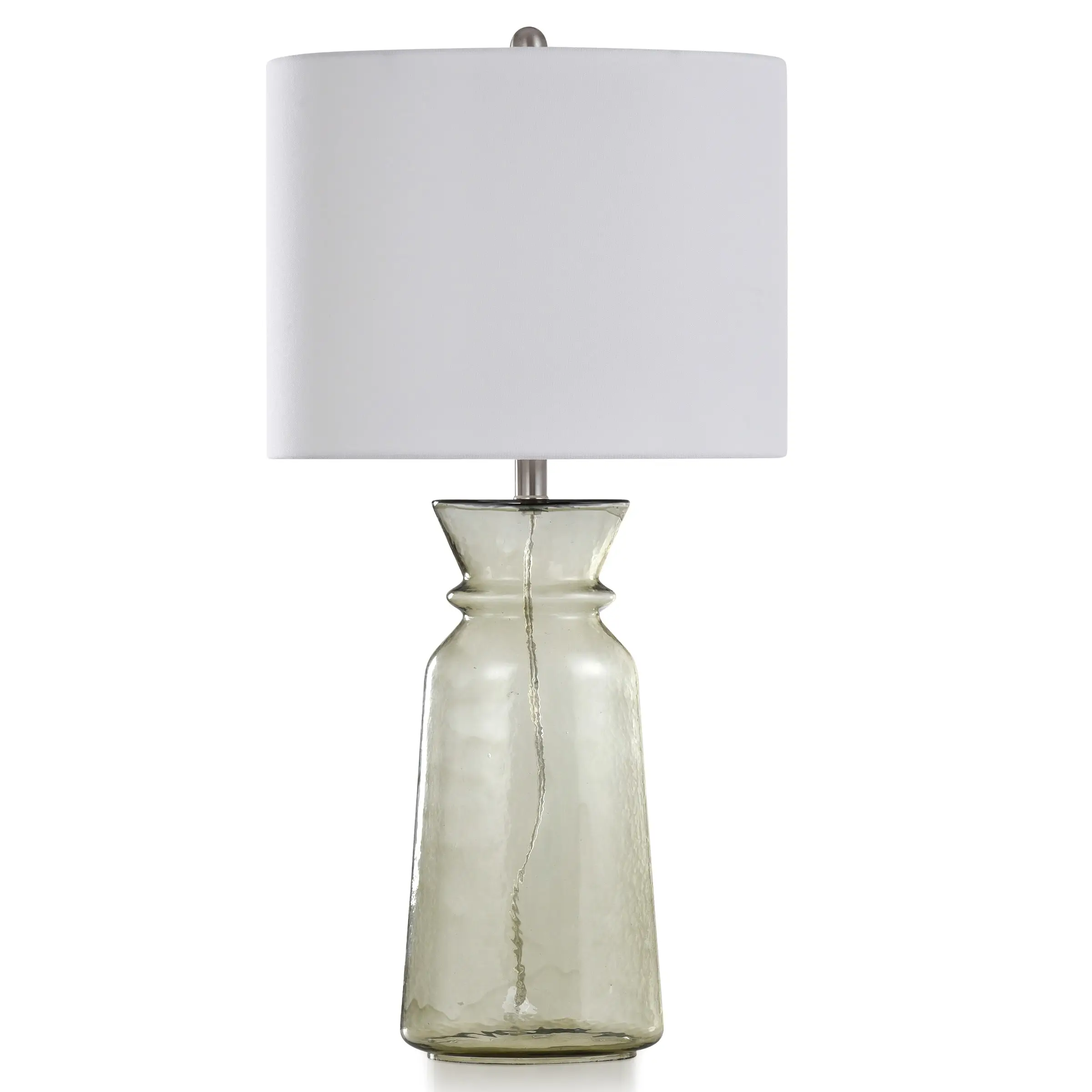 Elyse - Rippled Smoke Glass Body Table Lamp - White Shade