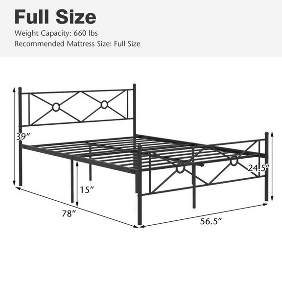 Costway Full/Queen Size Metal Platform Bed Frame w...