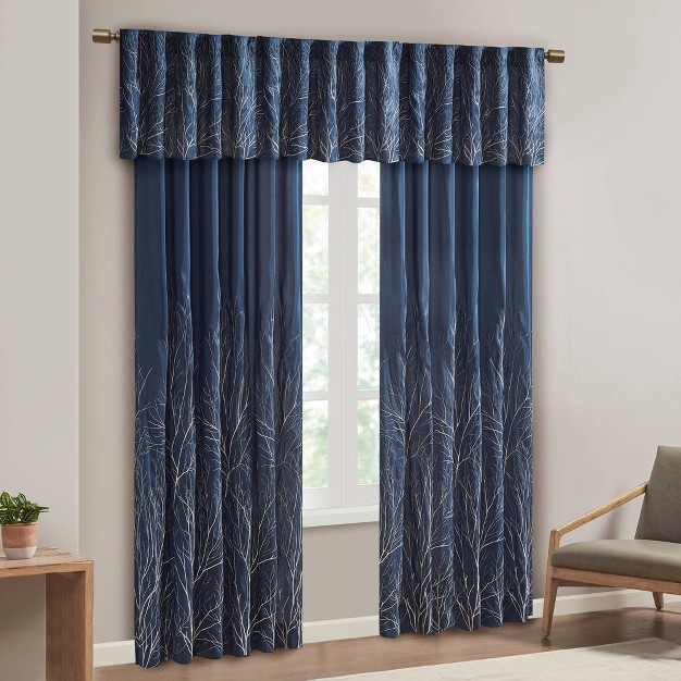 Faux Silk Blackout Embroidered Window Valance Aden