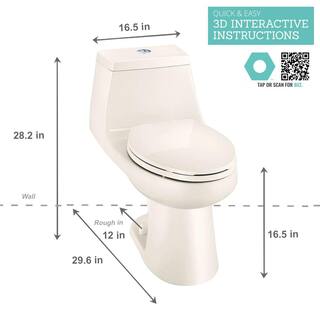 Glacier Bay 1-Piece 1.1 GPF1.6 GPF High Efficiency Dual Flush Elongated All-in-One Toilet in Bone N2420-BNE