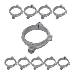 The Plumber's Choice 34 in. Hinged Split Ring Pipe Hanger Galvanized Iron Clamp with 38 in. Rod Fitting for Suspending Tubing (10-Pack) 34HSHG-10