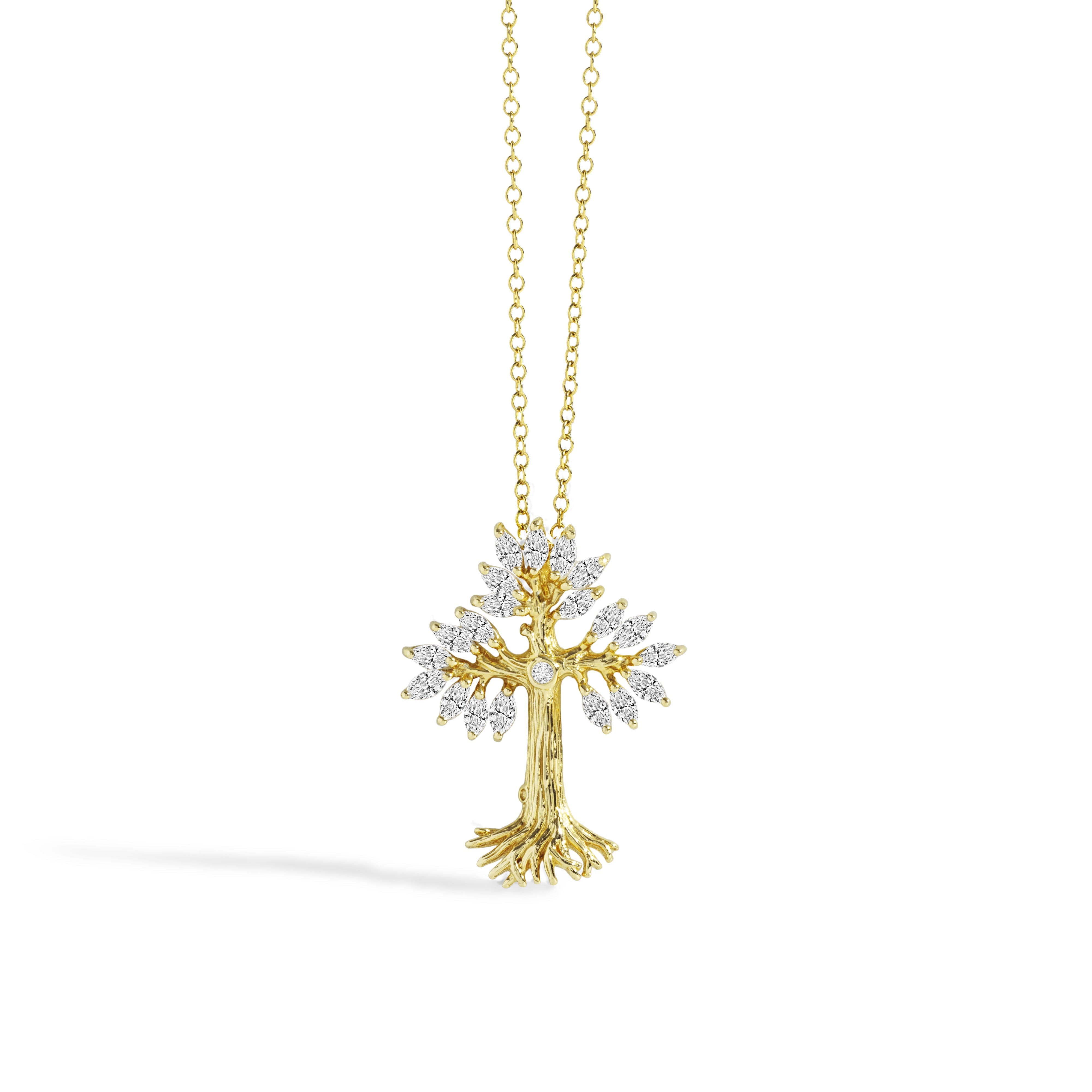 Armenian Tree of Life 25mm Cross Pendant Necklace with Diamonds