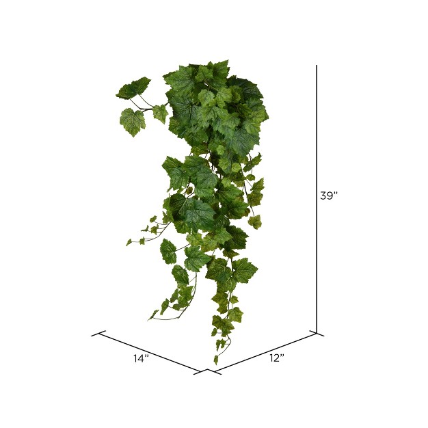 Vickerman Artificial Green Grape Leaf Ivy Hanging Bush