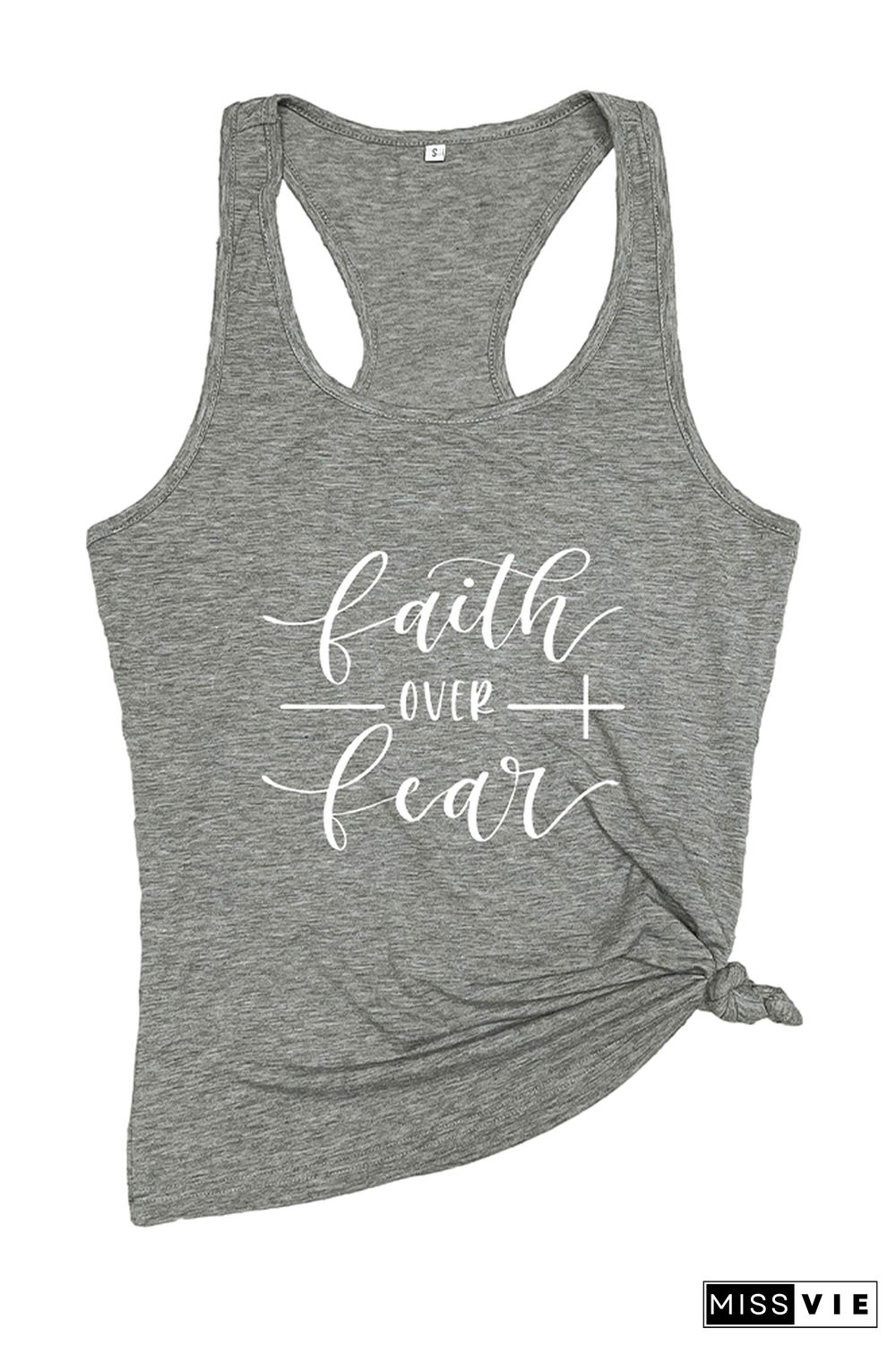 Faith Over Fear Printed Sleeveless Tank Top Wholesale