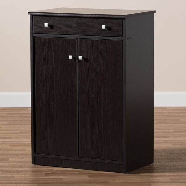 Contemporary Dark Brown Shoe Cabinet by Baxton Studio - - 22580566