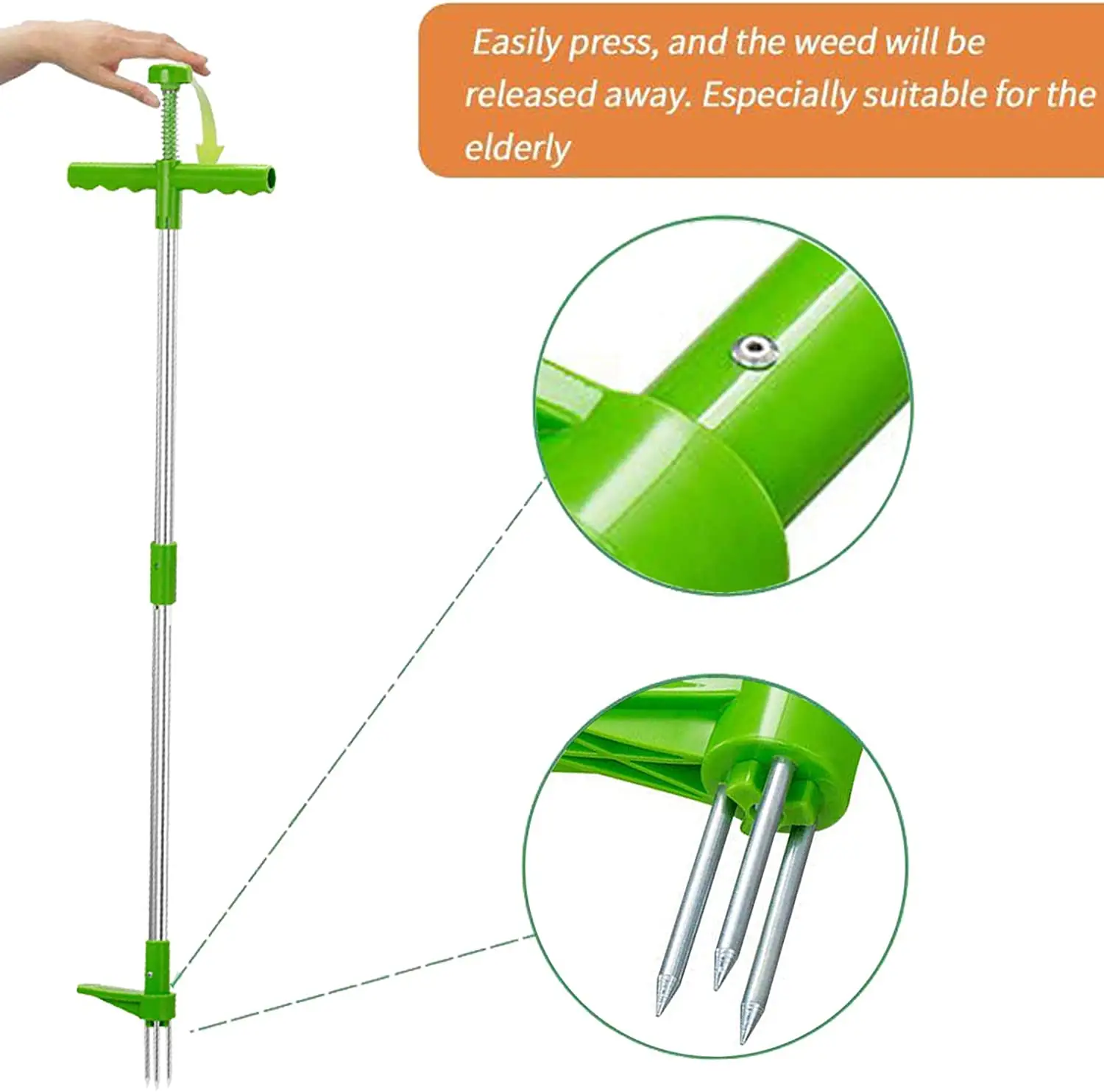 Manual Garden Lawn Long Handled Aluminum Stand Up Weed Extractor