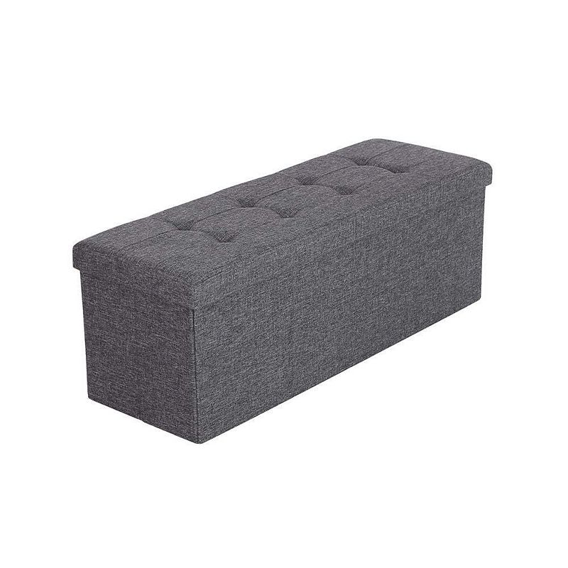 BreeBe Gray Folding Fabric Storage Ottoman Bench